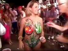 Shannon & Tara flaunt their naked painted bodies