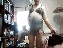 Grey Panties And Pink Girdle Dick