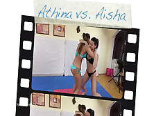 In The Lesbian Scenario,  Cute Females Atina And Aisha Kiss One O