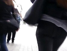 Great Ass In Shiny Leather Pants - Slow Motion