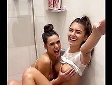 Lezzie shower explodes into sloppy double ORAL SEX and big sperm shot with spunk swap POINT OF VIEW Oral sex