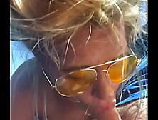 Real hooker deepthroats a cock in the backseat of car then takes a huge facial in public