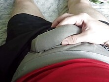 Russian Hunk Strokes Himself Through Shorts And Reveals His Cock