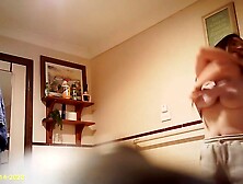 Nerdy sister with HUGE tits changing