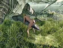 Skyrim Woman Helps Dragon Cum