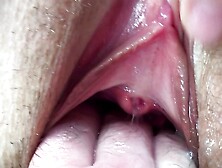 Fucking Wife's Pussy.  Cum Inside.  Vagina Fisting.  Female Orgasm.  Close-Up.