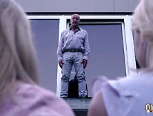 take facial jizz flow after double oral-sex with grandad