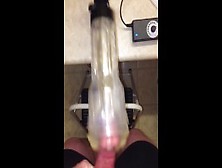 Clear Fleshlight Adapted To My Hismith Sex Machine Pleasured My Cock.  Slo-Mo Cumshot Ropes Included