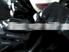 Dominant Mistress's Leather High Heels Foot Fetish Session With Slave Boy