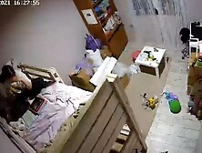 Girl masturbates on couch