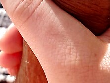 Outdoor jizz flow with groans