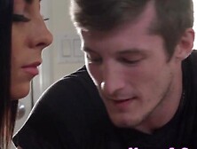 Bigtitted redhead milf fucks in kitchen trio