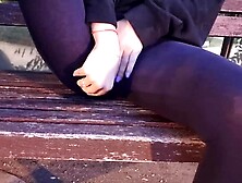 Ripping Leggins Outdoors And Show Cunt