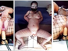 Anal,  cowgirl riding dildo from front and back part 2