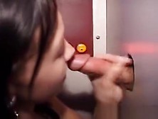 Brunette Amateur Cum Covered Sucking Dicks At Glory Hole