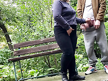 MILF Step Mom Gets Covered in Cum by Son-In-Law - Outdoor Handjob & Doggystyle Fuck