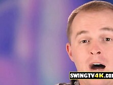 American blonde girl gets fucked at the red room after a swinger party with horny couples.  Join us.