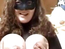 Busty BBW in lingerie masterbates on webcam