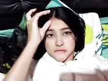 Stepsister discovers me naked and is very curious