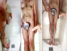 Shower On My Hairy Figure Having My Donk Torn Up - Three Different Views