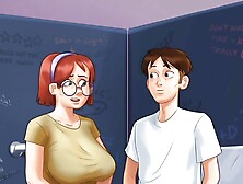 Summertime Saga Part 13 - He Cums All over His Girlfriend's Massive Boobs