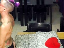 Huge Dripping Creampie for a Tattooed MILF in the Kitchen