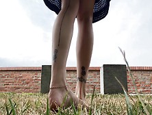 Barefoot Milf Prancing Around In Grass,  Soles Close Ups,  Foot Bizarre