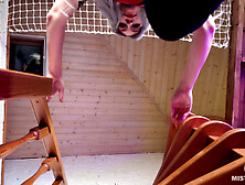Stomping over you in black opaque stockings POV