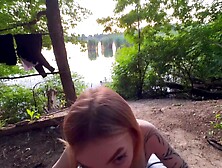 Sexy sex in nature POV: Cum on Lina's moist booty