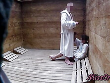 Dick Flash - I Pull Out My Cock In Front Of A Teen Girl In The Sauna And She Helps Me Cum - Risk Of Getting Caught