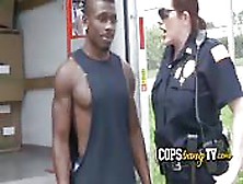 Black Suspect Is Caught By Milf Cops