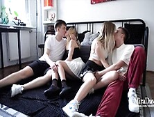 Mira David - Blondes Students Fucking In Foursome After