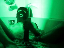 Masked Guy Is Filming Himself While Jerking Off In The Bathtub