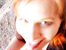 Redhead Babe Public Facial Cumshot