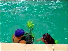 Russians learn to snorkel in a pool