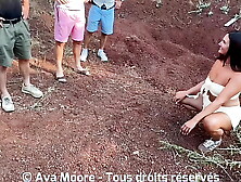 Stunning French Amatuer Gets Slammed By A Group Of Strangers In The Woods
