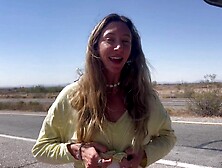 PUBLIC NUDITY DARE: Undressed Roadtrip Doxy Disrobes on the Highway & Drives 5 Hours Stripped