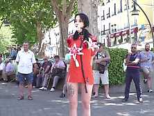 Inked brunette Lilyan Red tied up and humiliated in public