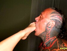 Horny Sara goes mad when her tattooed beau munches her clean-shaved cooter and booty - love torrid,  utter HD hard-core