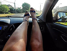 Stepmom in High Heels Teases Step Son During Morning Car Ride