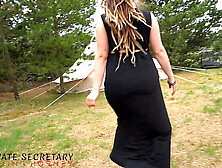 my private secretary in dark dress and red thong screwed dirty with bouncing butt in a tent