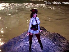 Pirate queen Lara Croft seductively dances on the coast in advance of storm