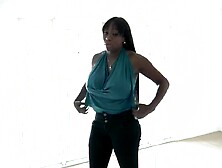 This chaps stepmother is a ebony dominatrix-bitch with highly giant tits