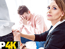 Lucky Stud Manages To Drill Mature Tutor In Front Of His Buddy