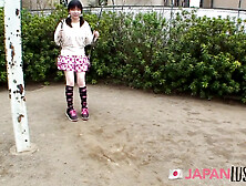 Pigtail Japanese teen gets her shaved pussy filled