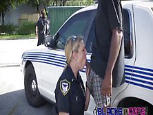 Officer Green Gets Her Coochie Sucked While Suspect Bangs The Other