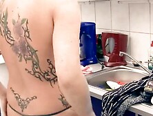 Ginger fiance nailed by hubby into the kitchen