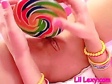 Lil Lexy Rubbing Twat Using Lollipop Masturbating Cunt