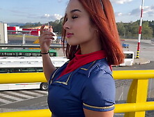 Colombian Air Hostess Sucks Shaft In The Airport And Then Gets Fucked! Public Sex -Abella Olsen