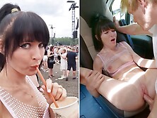 Festival Bitch Drilled Hard In Campervan!!! Double Jizz To Monstrous Squirting Snatch